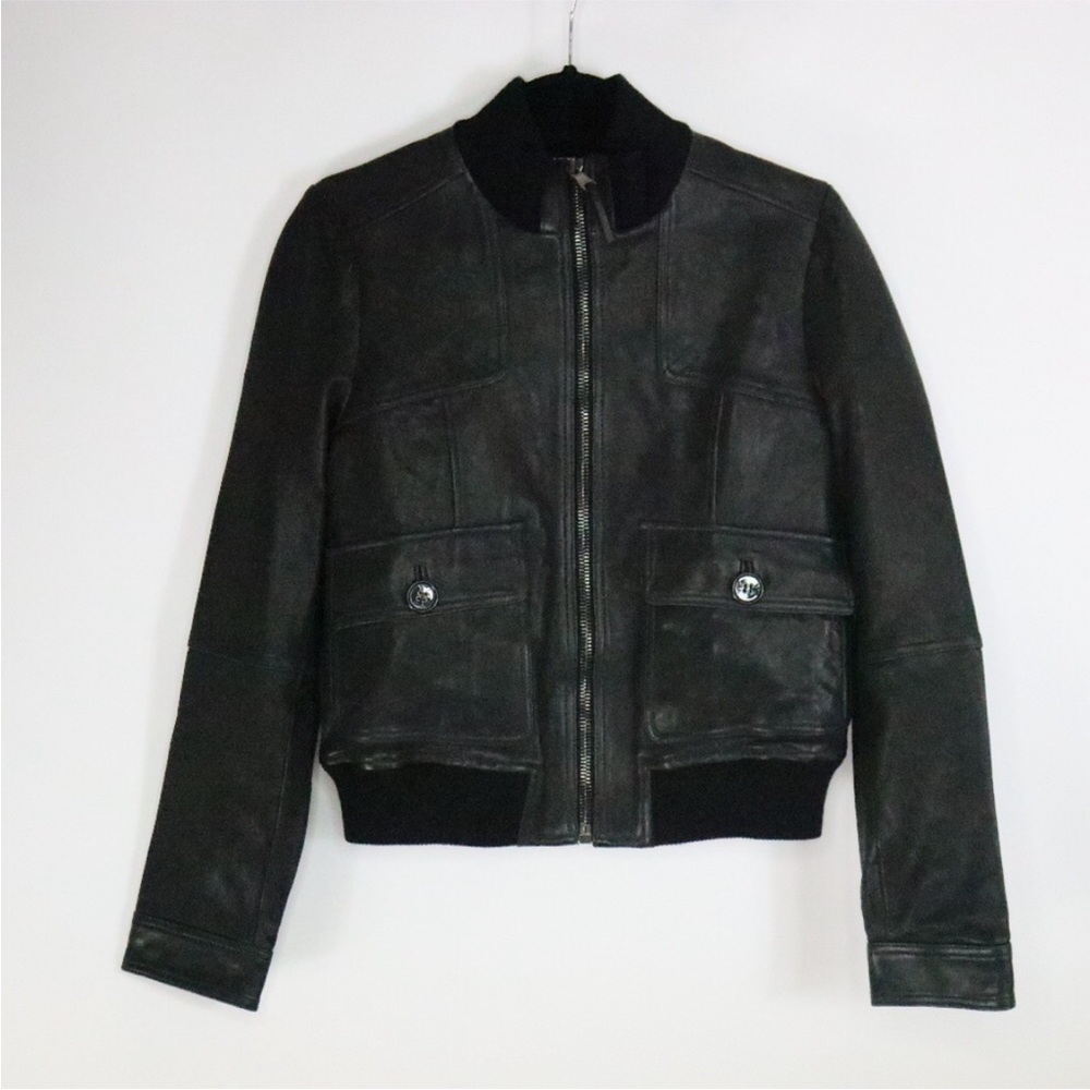 Coach Leather Bomber Jacket Black - size M- NEW